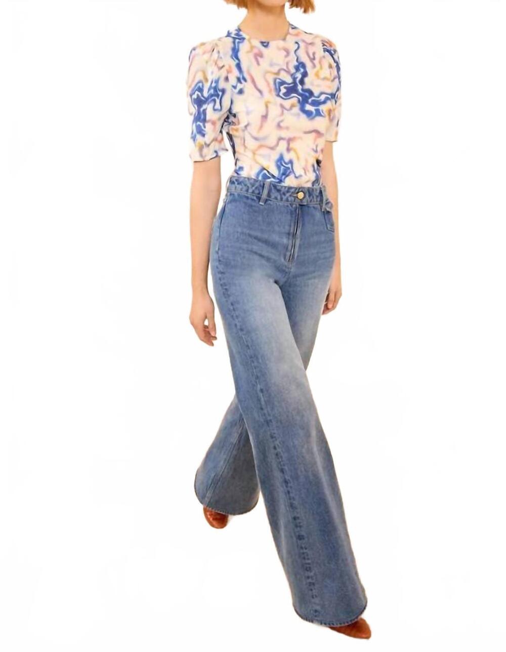 NEW ULLA JOHNSON corine short sleeves silk top in prism